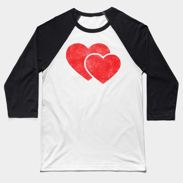 Battled Grunge Red Hearts Baseball T-Shirt by JakeRhodes